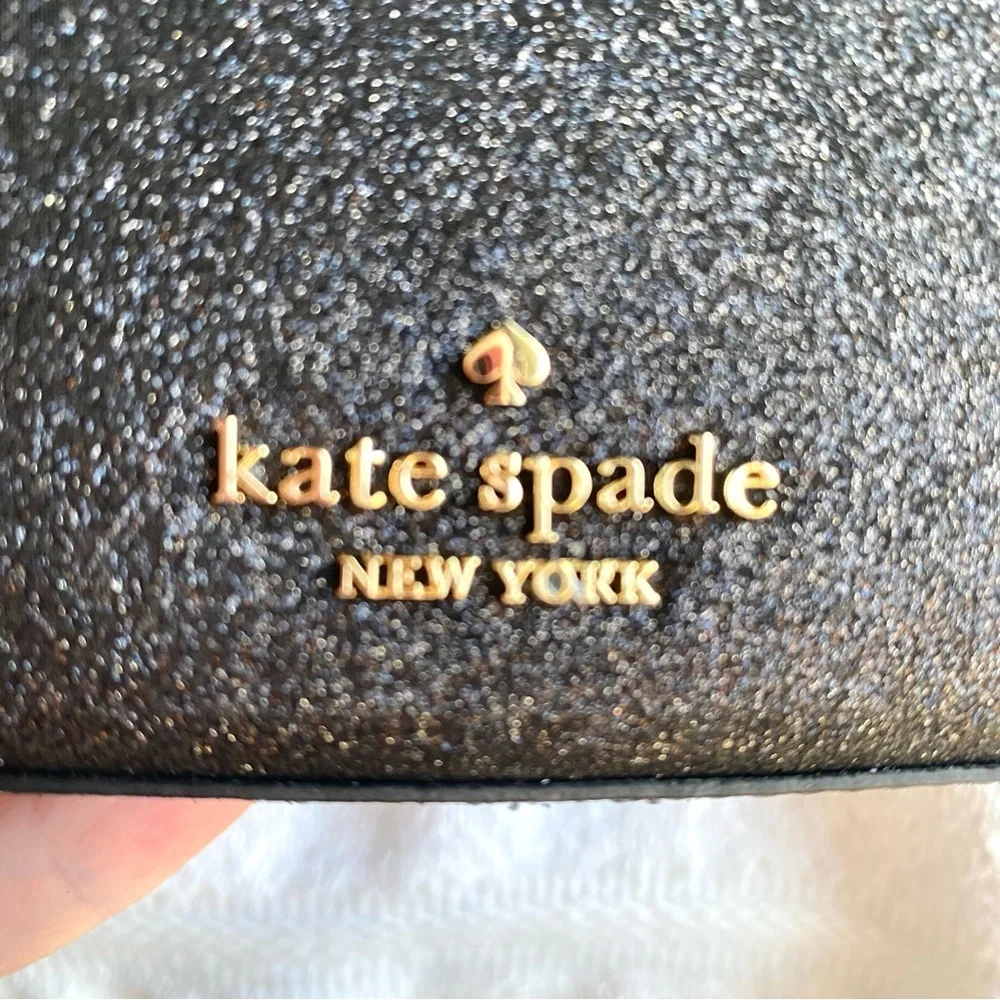 Kate Spade Black Glimmer Glitter Oval Camera Crossbody Bag In Black MSRP…$299
